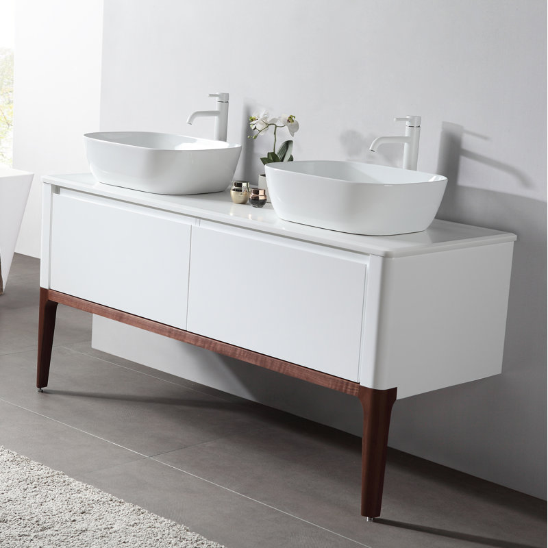 Jaymie 60'' Double Bathroom Vanity with Quartz Top