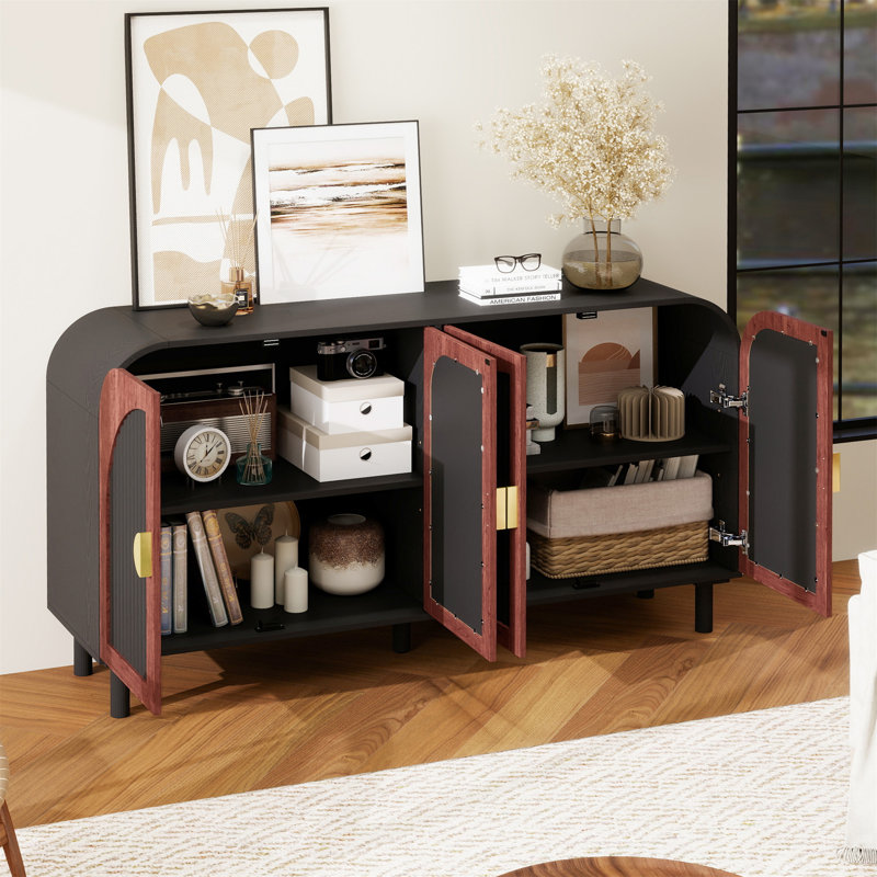 Buffet vintage arqué avec poignée demi-lune dorée