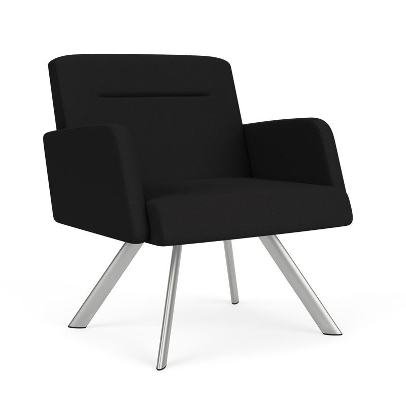 Fauteuil de réception en osier Willow, Noir Visite Libre - tissu uni, Argent argent