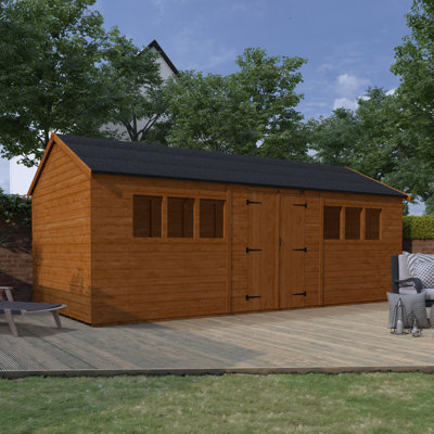 10 ft. W x 20 ft. D Solid Wood Shiplap Apex Garden Shed