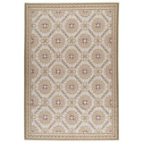 One-of-a-Kind High-Quality Hand-Knotted Area Rug in Tan/White/Pink/Green