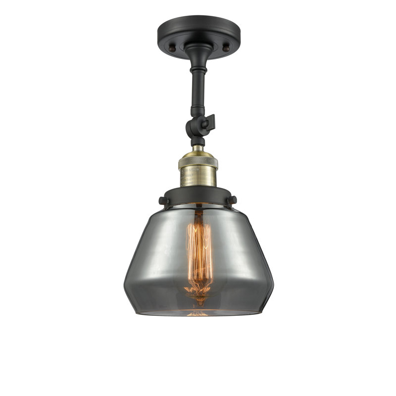 Rivka Glass Semi Flush Mount, No Bulb Included, Plated Smoked, Black Antique Brass