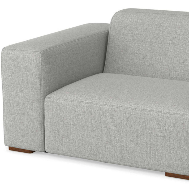 Rex Large 3-Seater Sofa in Pale Grey, Modern Performance Fabric Couch for Living Room, Boxy Design with Extra-Wide Armrests, Handcrafted