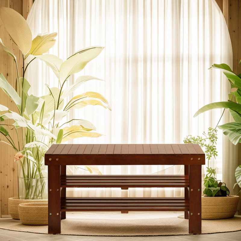Banc à chaussures en bois massif de style contemporain de qualité supérieure, Cerisier
