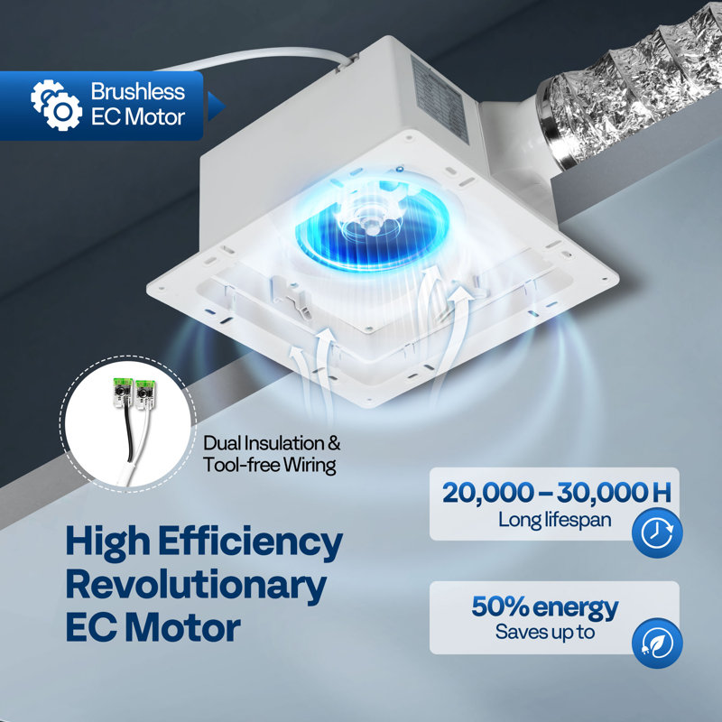 Constant Airflow Smart 3-speed Bathroom Exhaust Fan