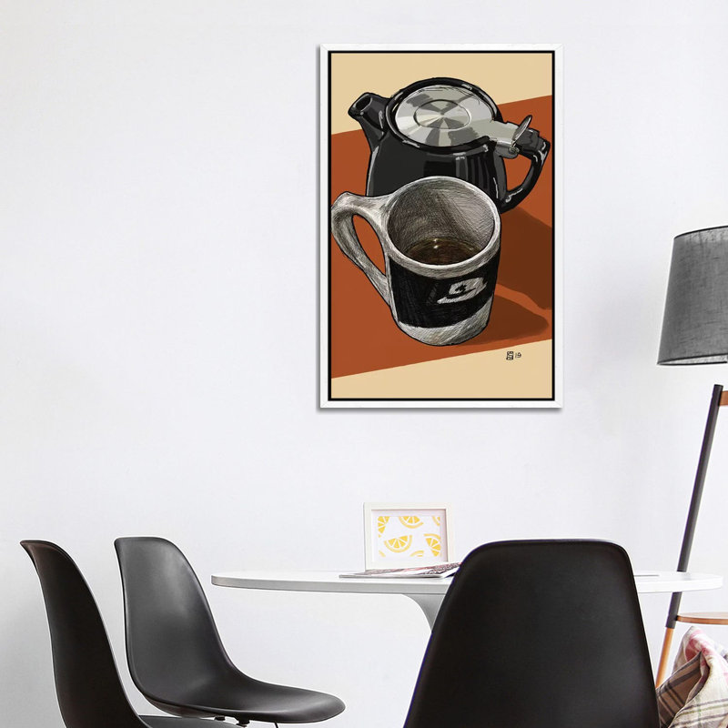Tea Time With Houndstooth by Sunflowerman - Gallery-Wrapped Canvas Giclée on Canvas, White Framed, 101.6 cm H x 66.04 cm W