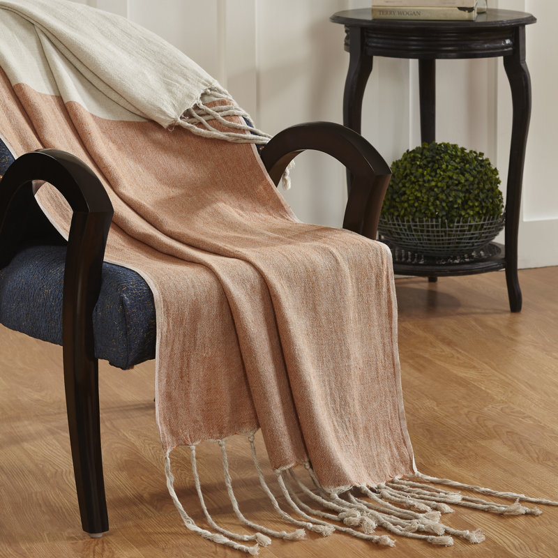 Jeté à rayures Pure Linen, Orange