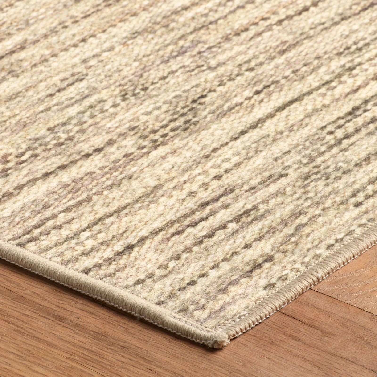 Clay Natural Machine Washable Striped Rug, Rectangle 5' x 8'