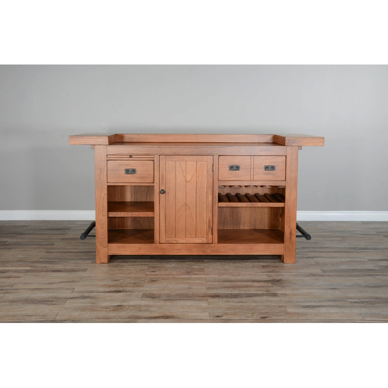 Bar avec rangement pour bouteilles de vin Gridley, Chêne rustique