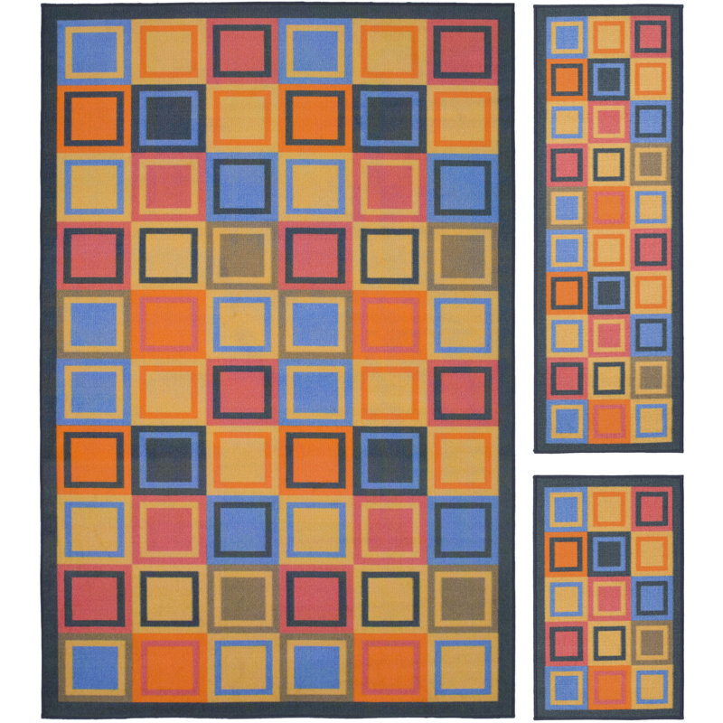 Metropolis Blue and Multicolor Geometric Area Rug
