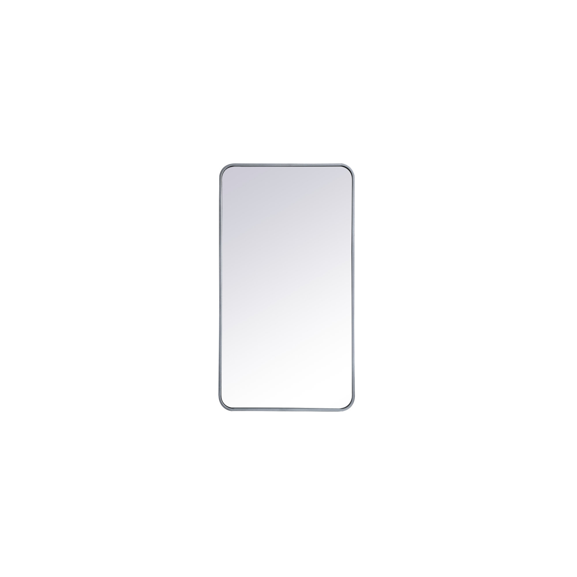 Sabine Metal Rounded Rectangle Wall Mirror, 40" x 22", Silver