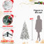 8ft Flocked Christmas Tree, 1445 Tips, 600 Warm White Led Lights, Snowy & Hard Needle Branches, Hinged Design, Heavy - Duty Metal Support