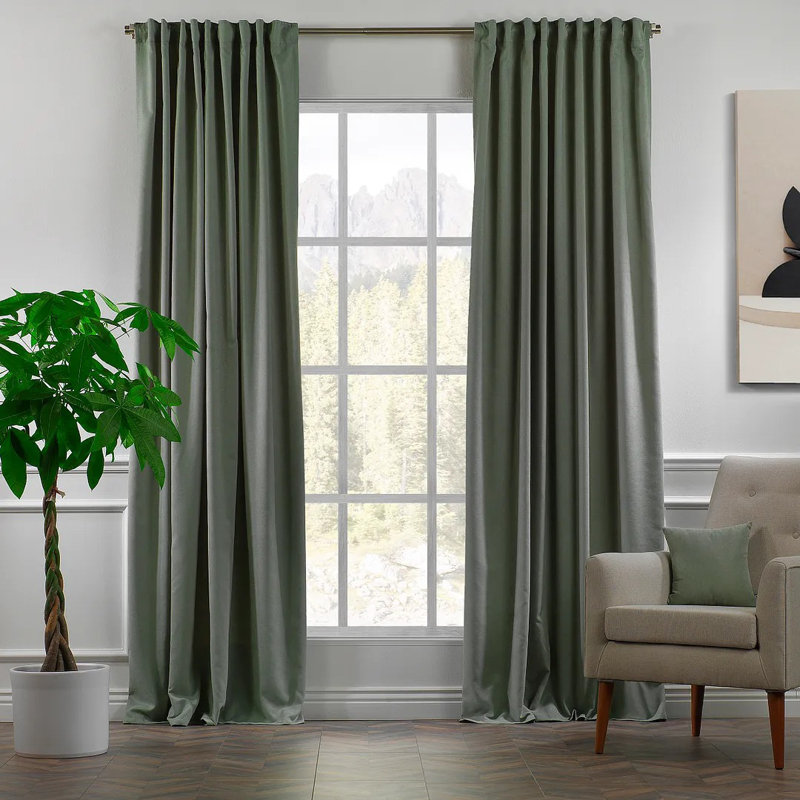 Extra Long & Extra Wide Decorative Curtain Single Panel, 140cm Width x 265cm Drop, Leaf Green