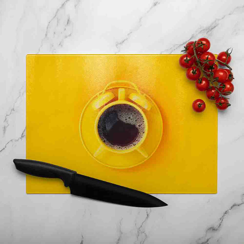 Coffee Time Glass Chopping Board, 40cm L x 28cm W