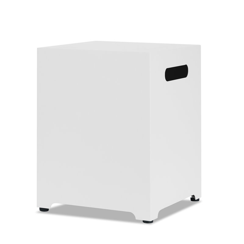 White Powder-Coated Steel Propane Tank Cover and Side Table
