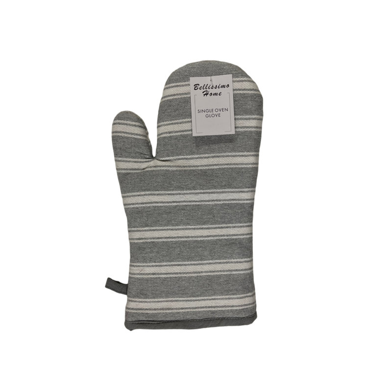 Metro Lane Adayshia Striped Cotton Oven Mitt, Grey