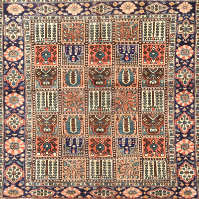 Tapis beige / rouge en laine Mardiros