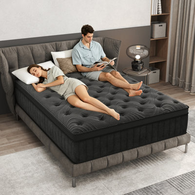 Matelas à ressorts ensachés hybride 12 et 14 pouces, mi-ferme, soulagement de la pression, matelas en tricot capitonné pour chambre à coucher