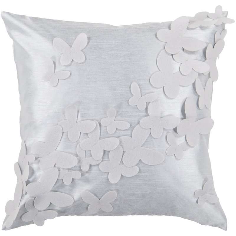  Fly Away Throw Pillow, Down, 22" x 22", Pale Blue/Light Gray