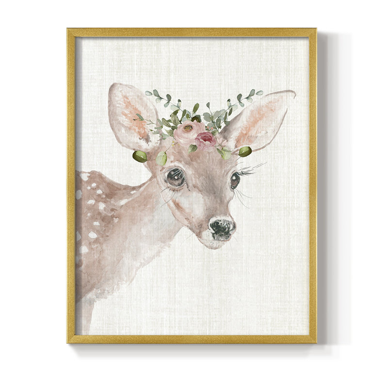 Dressy Fawn, reproduction encadrée - bois massif, Or, H 14 po x l 11 po