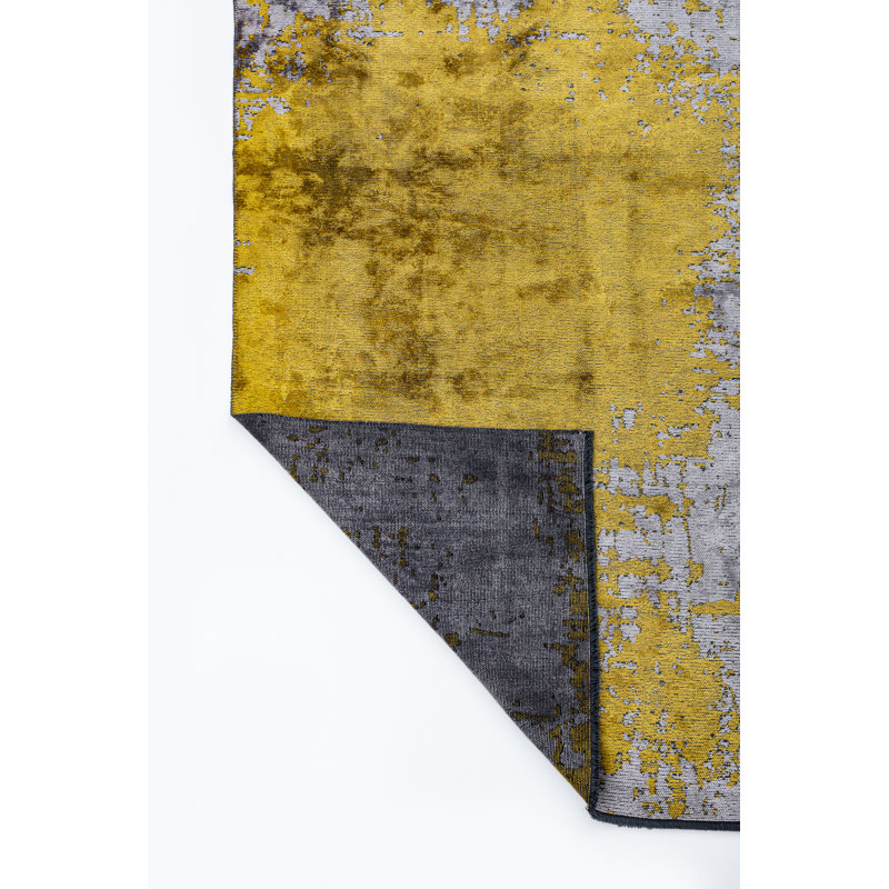 Rapture Gray/Yellow Abstract Luxury Area Rug, Rectangle 7'10" x 11'2"
