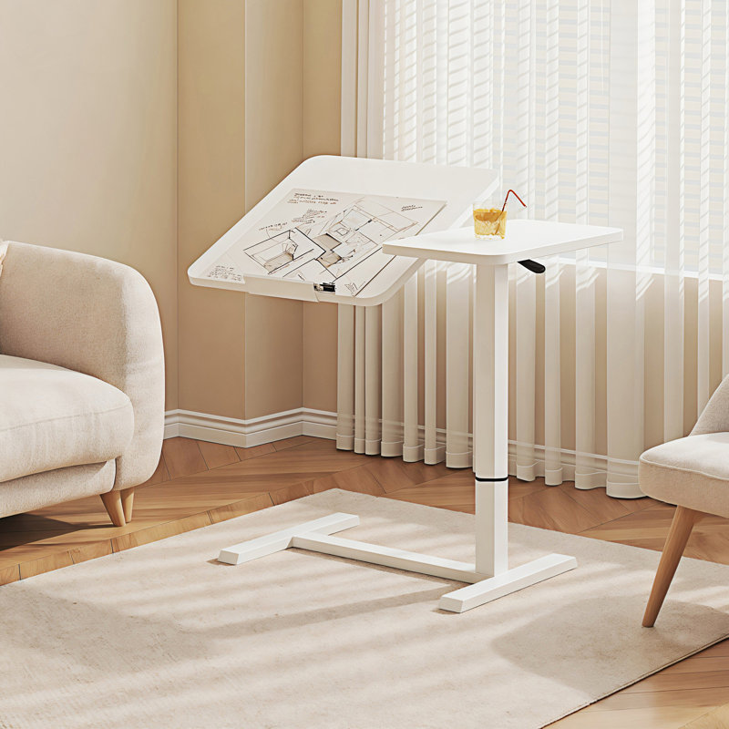 Overbed Bedside Desk, Mobile Rolling Laptop Stand Tilting Overbed Table With Wheels