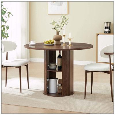 47.24" Round Dining Table (Serves 2–4) with Two Dining Chairs