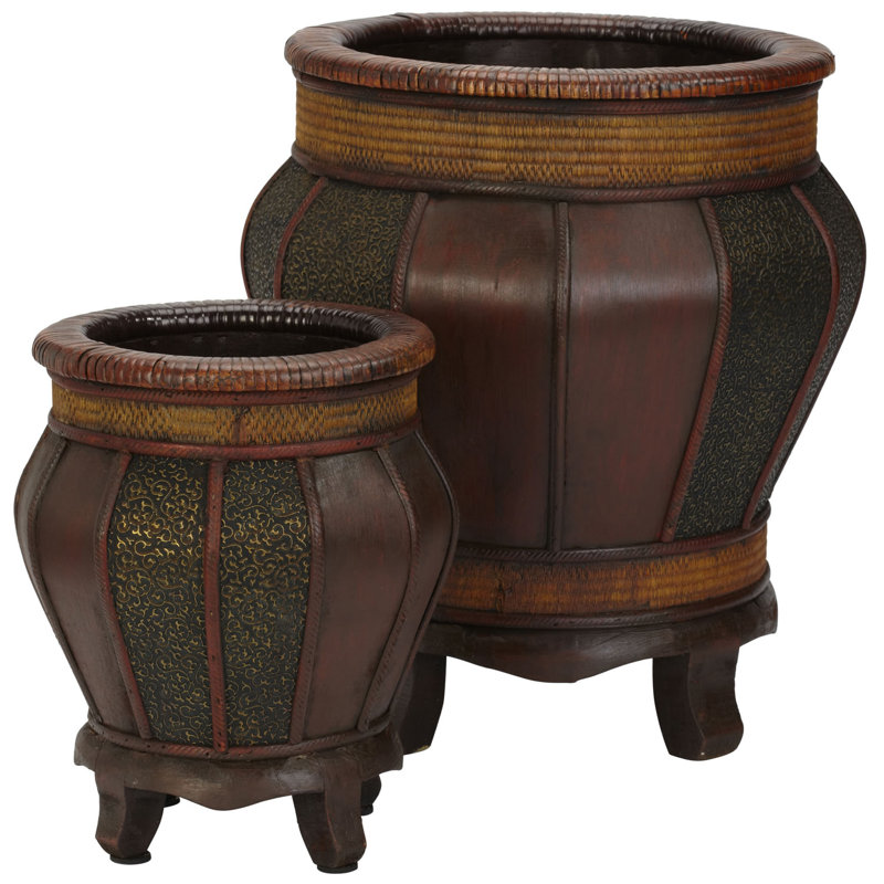 Ensemble de pots à fleurs en bois Gemma