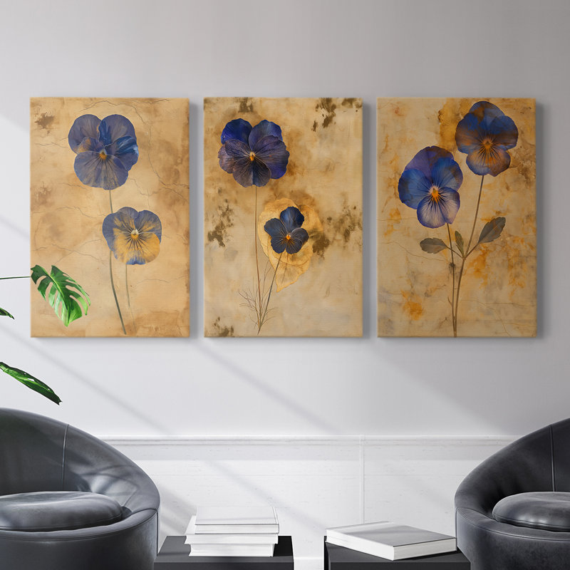 Floral Study Series XX - Ensemble de toiles tendues avec châssis Premium - Prêt à être accroché
