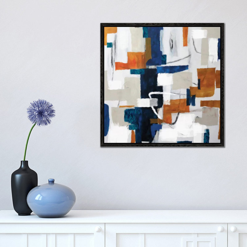 Alegra VII by Radiana Christova - Painting on Canvas, Black Framed, 45.72 cm H x 45.72 cm W
