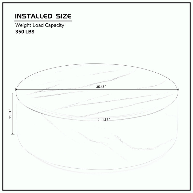 Tables basses 35,43 "pour le salon, H 12 po x L 35,43 po x l 35,43 po, Blanc