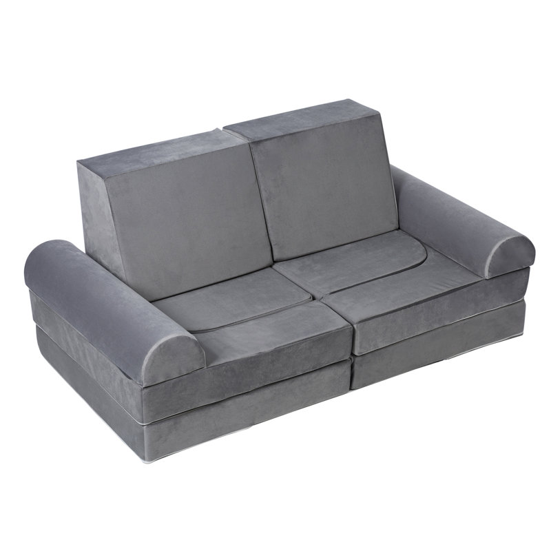 Modular Kids Play Couch,Toddler Play Sofa,Sponge Filling Block Play Couch, Dark Grey