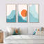 Red Moon Over Abstract Blue Mountains I - 3 pièces, cadre flottant, impression sur toile-316476785-316476786