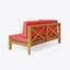 BANC D'ANGLE EN X AVEC TABLE BASSE, ROUGE