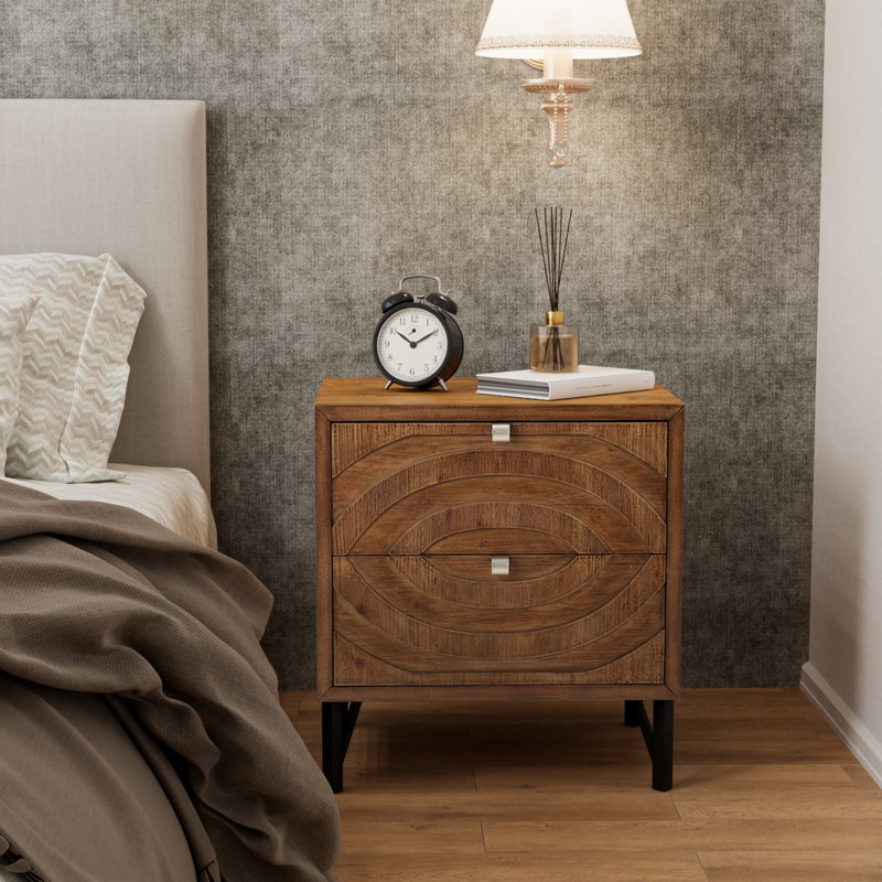 Cleobury Wood Nightstand With 2 Drawers, Individual