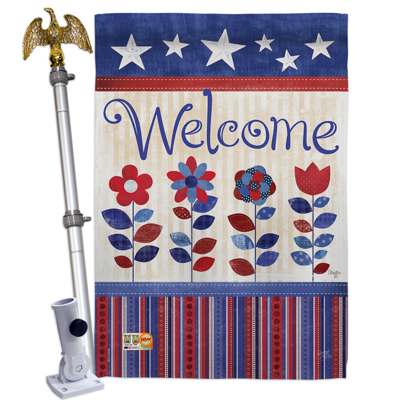 Ensemble de drapeau 2 faces en polyester 4 x 3 pi welcome patriotic