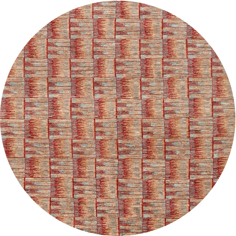 Tapis contemporain brun, Rond 7 pi