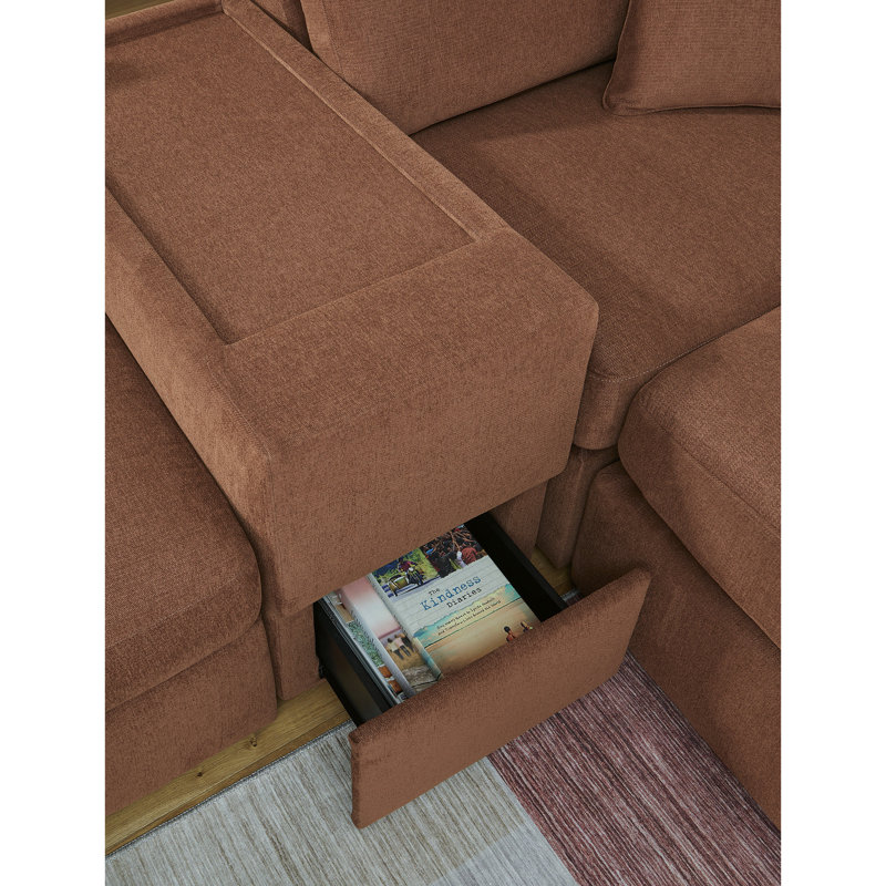 Depew 7-Piece Sectional, Orange Polyester