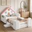 Lit tapissier Teddy avec rails latéraux de sécurité et tête de lit en forme de maison-574500141-574500115