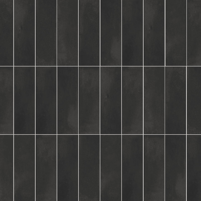 Coco 2" x 6" Porcelain Brick Look Subway Wall & Floor Tile, Black Hat