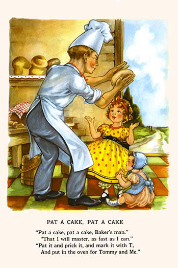 Pat a cake pat a cake-imprimé de publicités, H 36 po x l 24 po x P 1,5 po