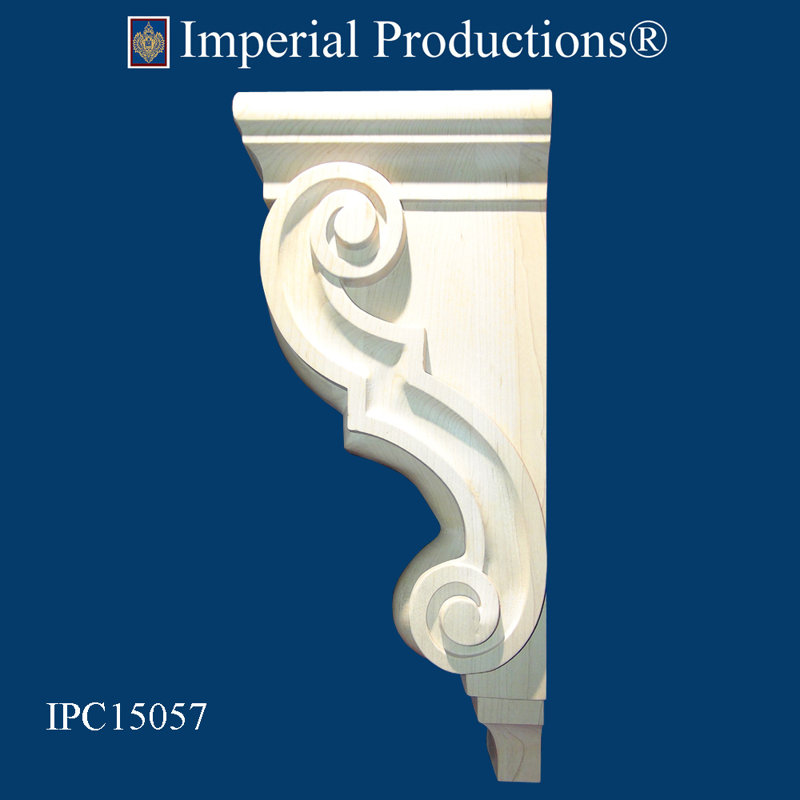 Corbeau à volutes H 15 po x l 5 1/2 po x P 7 po, Érable dur