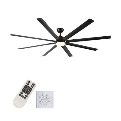 84 Inch Super Large Black Ceiling Fan with Remote Control - Energy Efficient DC Motor, Reversible Blades & Quiet Operation
