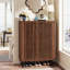Armoire de rangement pour chaussures 24 paires en noyer avec portes persiennes-1909263637