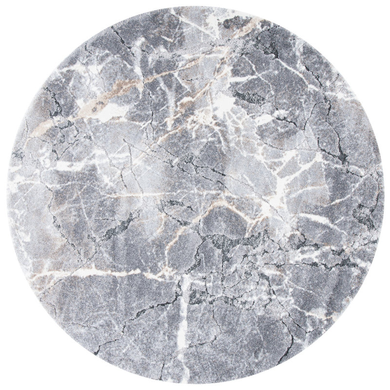 Tapis gris / beige Makenna, Rond 6 pi 7 po