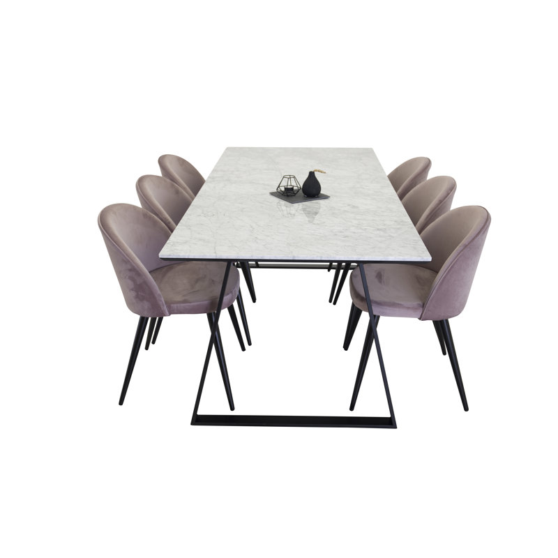 Mabel Dining Set, White, Pink, Black
