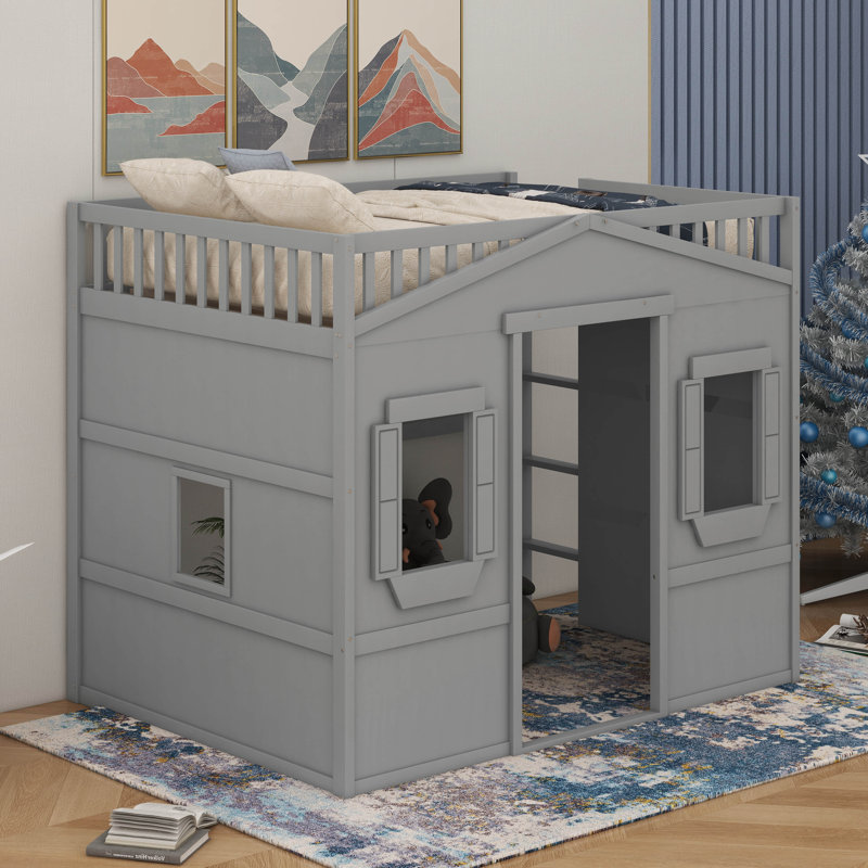 Lit mezzanine avec échelle House, Lit double, Gris
