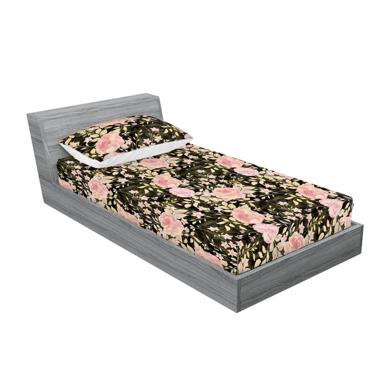 Drap-housse et taie décorative Ambesonne, Ensemble de draps pour lit simple avec 1 taie d'or