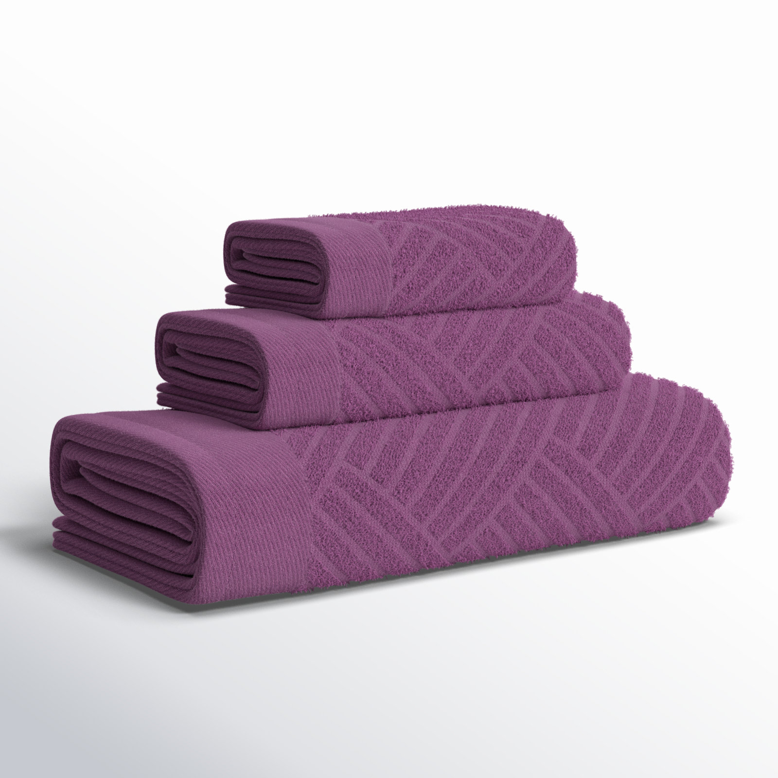 Ocilla 3-Piece Egyptian Cotton Towel Set, Majestic Purple
