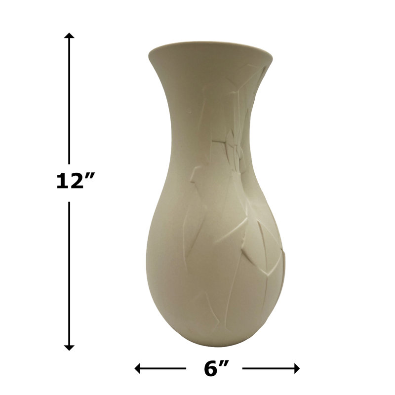 Daileen Handmade Ceramic / Porcelain Table Vase, Beige